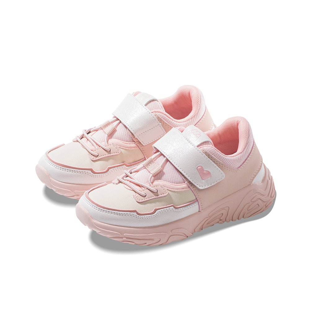 kids casual breathable lace velcro strap shoes all pink 2