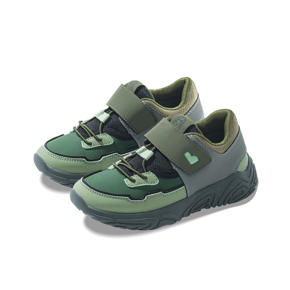 kids casual breathable lace velcro strap shoes all olive 2