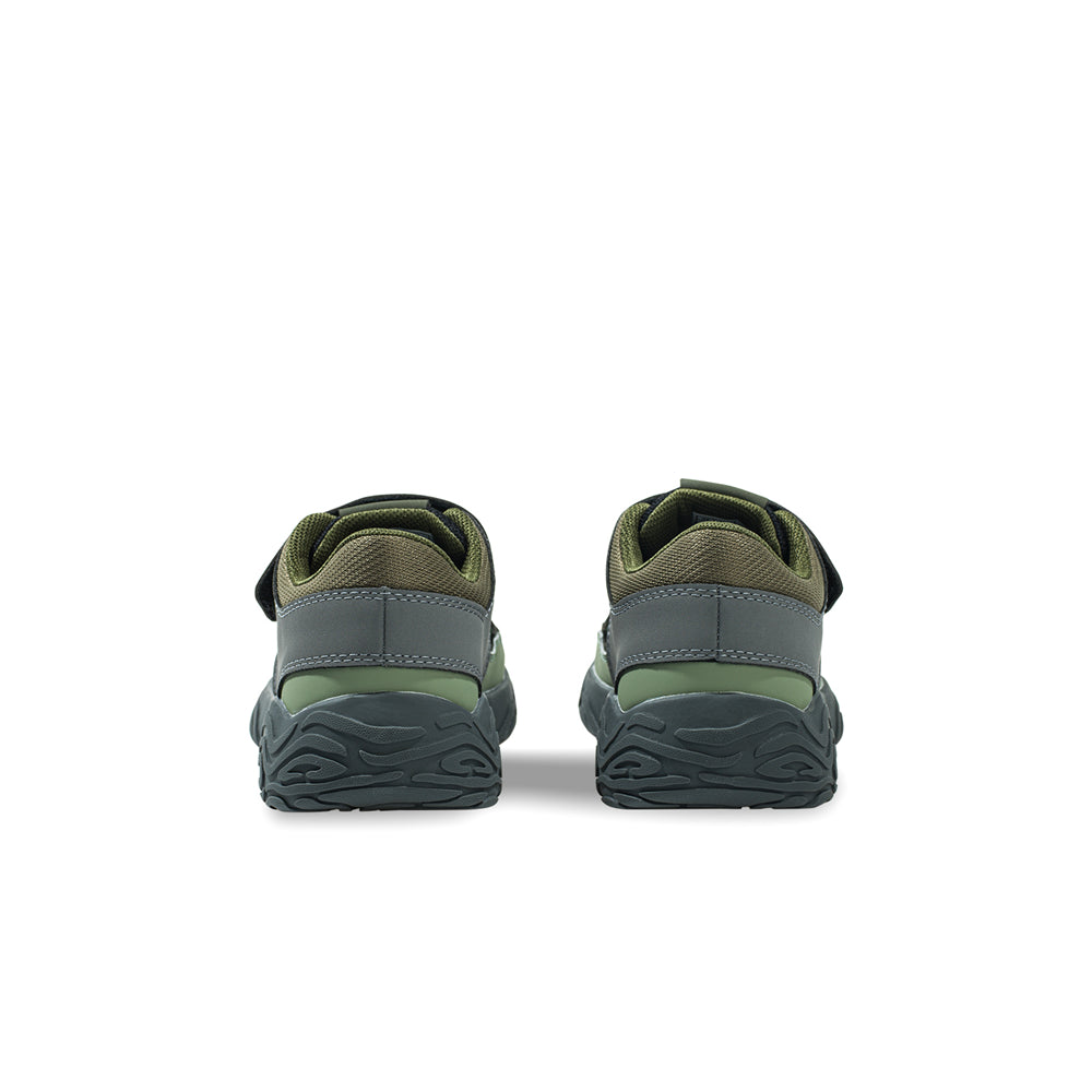 kids casual breathable lace velcro strap shoes all olive 3