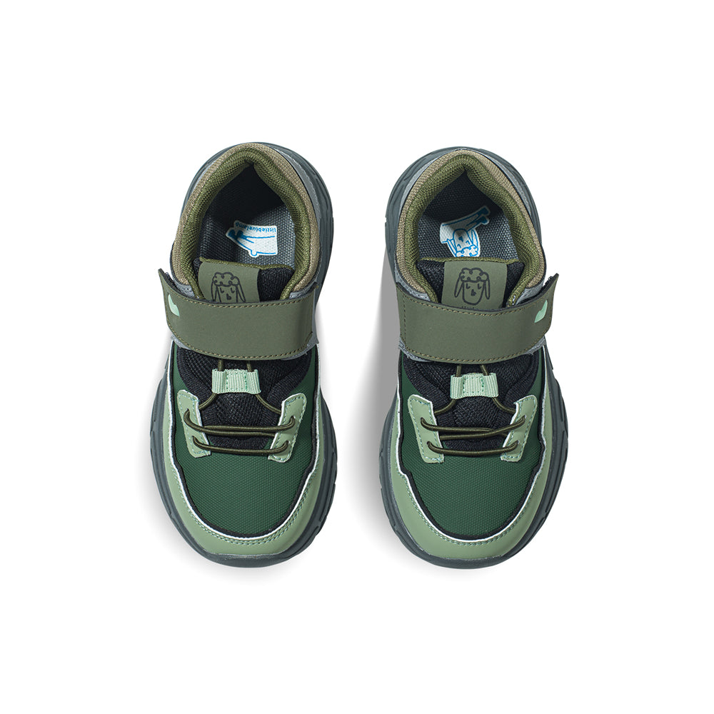 kids casual breathable lace velcro strap shoes all olive 4