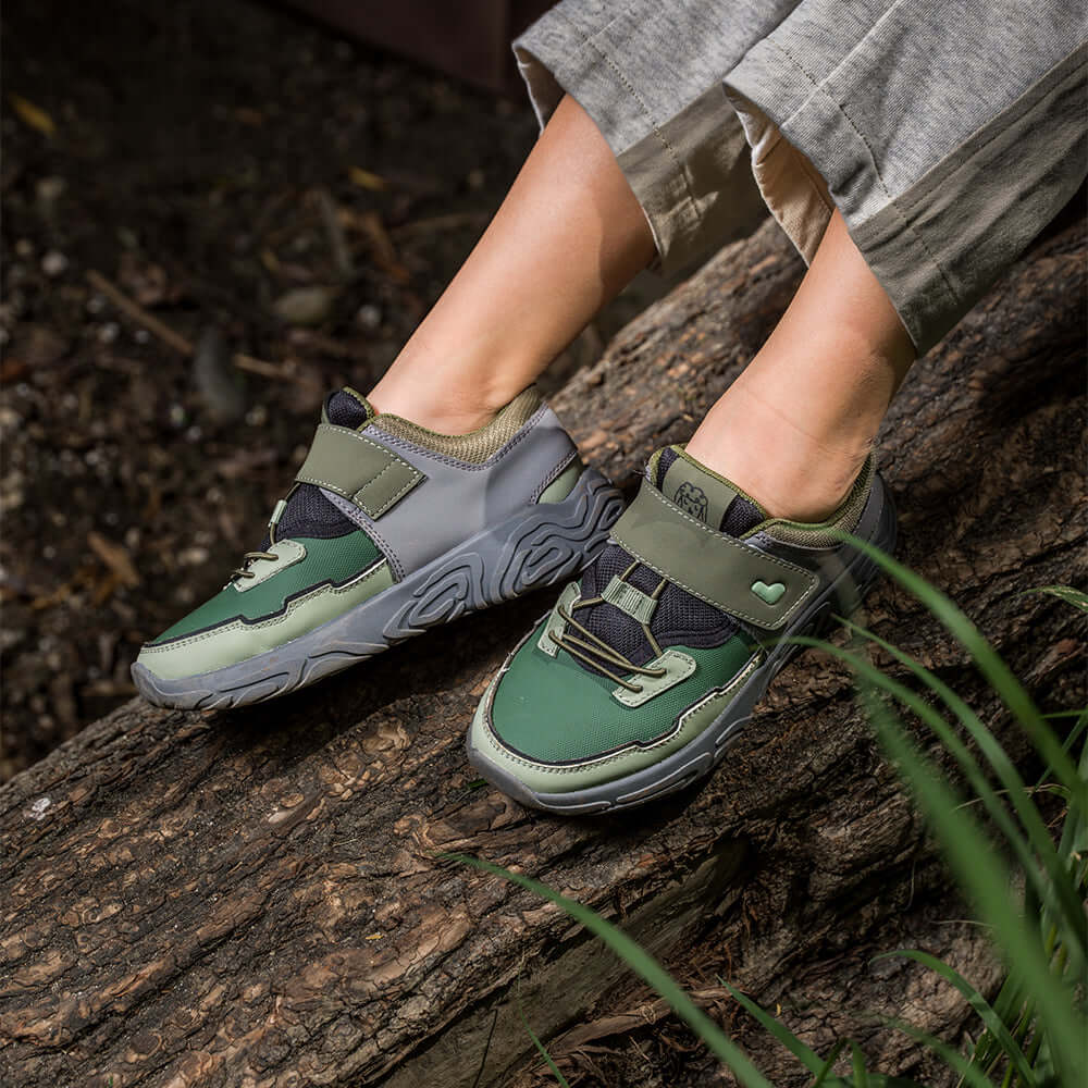 kids casual breathable lace velcro strap shoes all olive 5