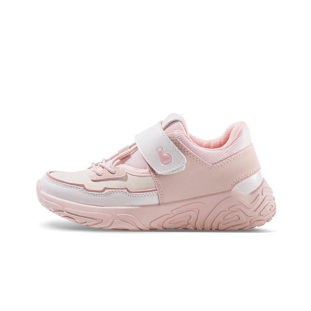 kids casual breathable lace velcro strap shoes all pink 1