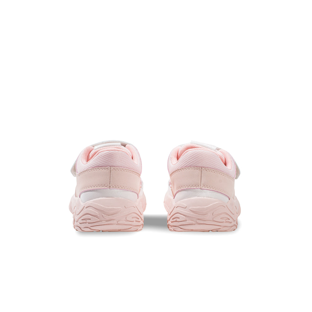 kids casual breathable lace velcro strap shoes all pink 3