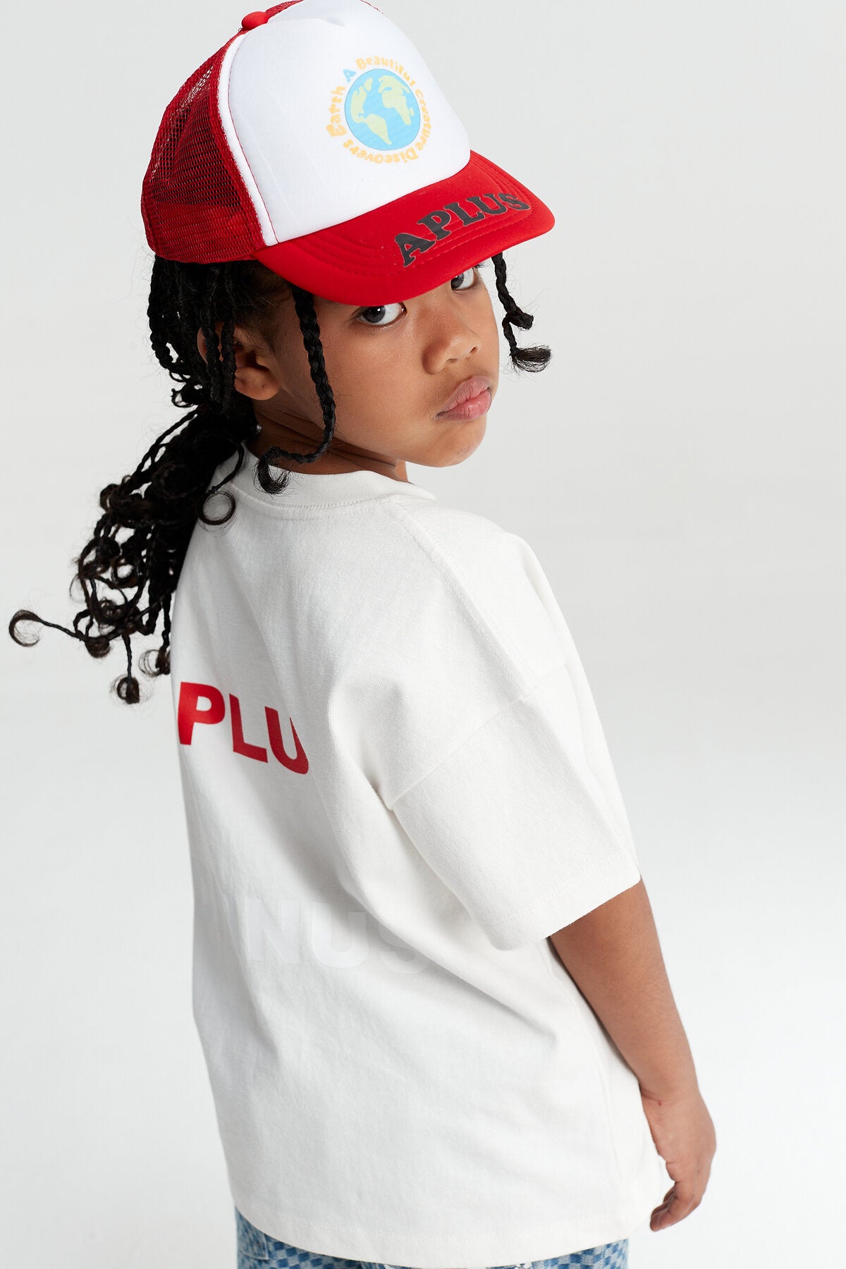 Kids Patchwork Teddy Bear Graphic T-Shirt – 100% Cotton Screen-Printed APLUS DMINUS Tee