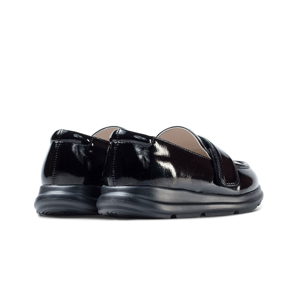 kids unisex lightweight patent black loafers all black 4