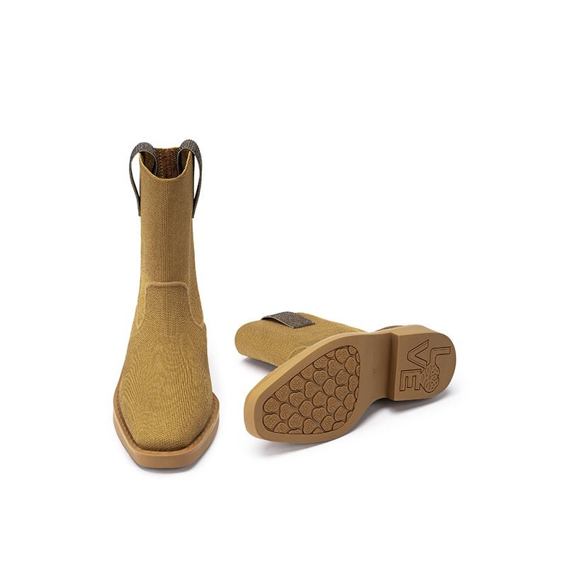 Knit Block Heel Ankle Boots – Pointed Toe Vintage Posh Boots