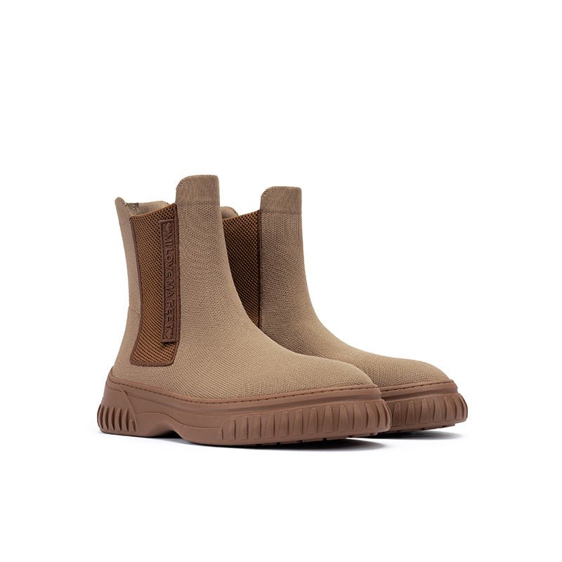Knit Chelsea Ankle Boots – Chunky Thick Sole Sporty Boots