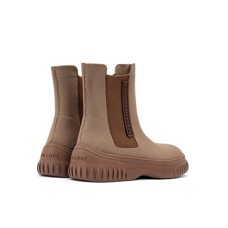 Knit Chelsea Ankle Boots – Chunky Thick Sole Sporty Boots
