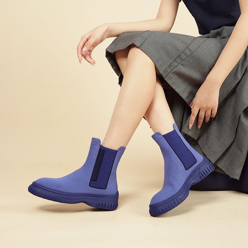 Knit Chelsea Ankle Boots – Chunky Thick Sole Sporty Boots