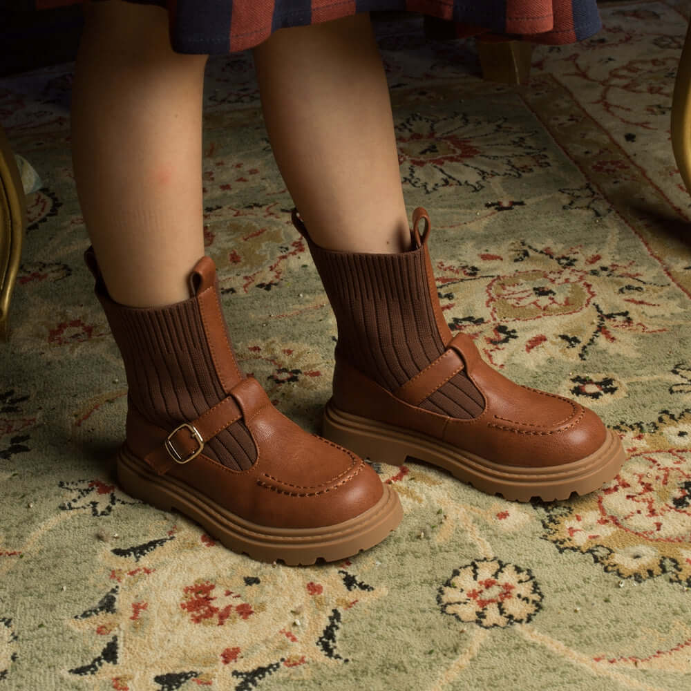 Knit Sock Heel Boots for Girls - 0cm
