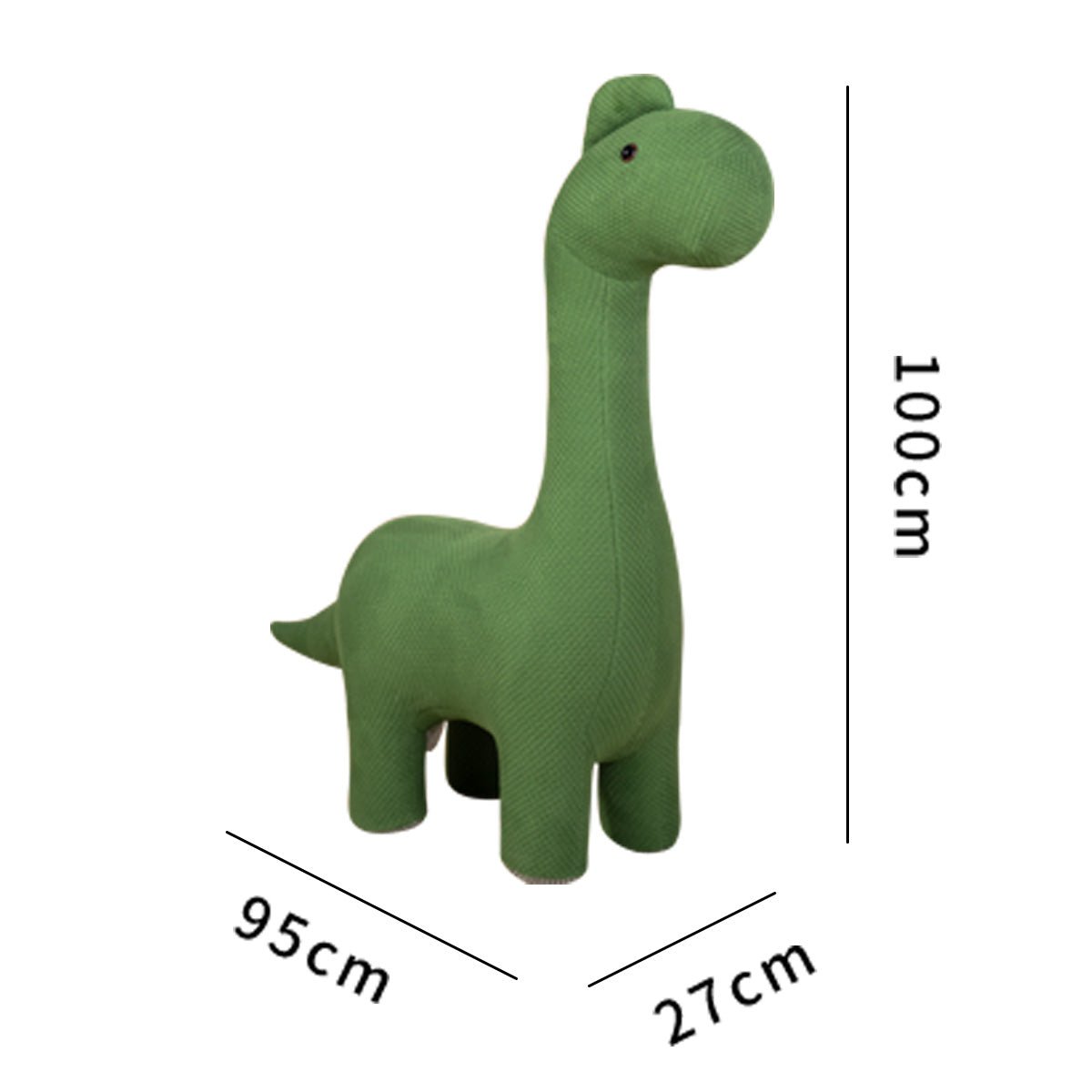 knitted green dinosaur stool all 5