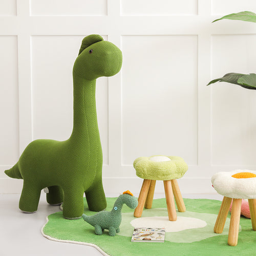 knitted green dinosaur stool all 1
