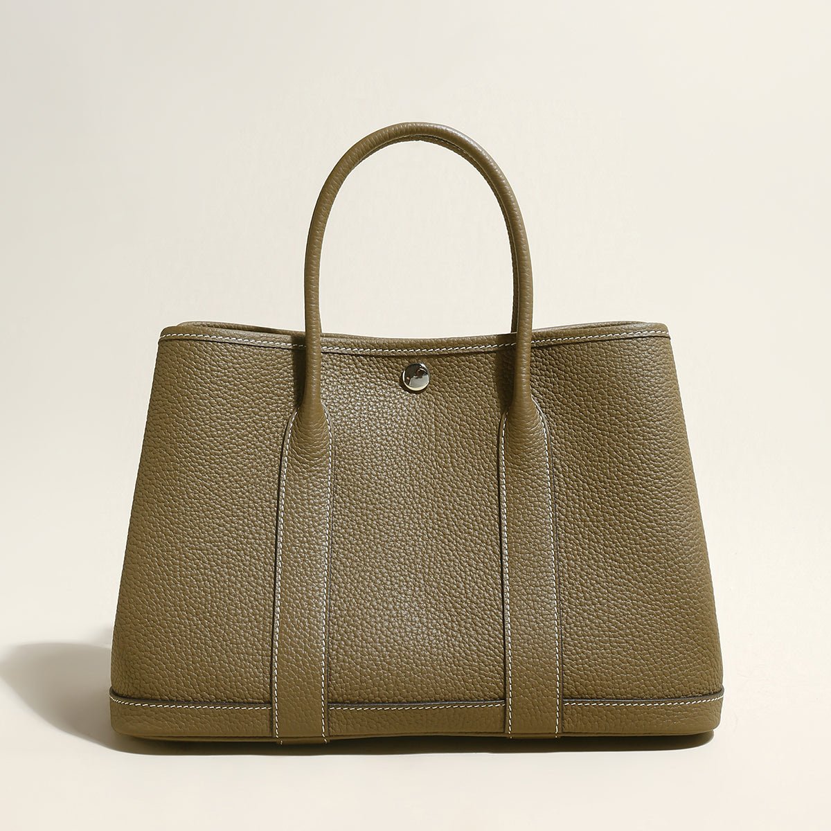 La Rochelle Pebbled Leather Top Handle Tote Bag – Structured Everyday Carryall with Contrast Stitching