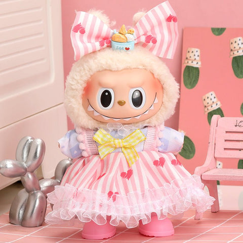 Labubu Pink Heart Stripe Outfit