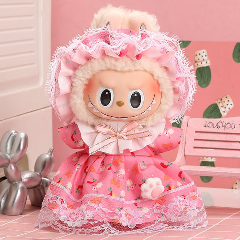 Labubu Sweet Ruffle Dress Pink Outfit
