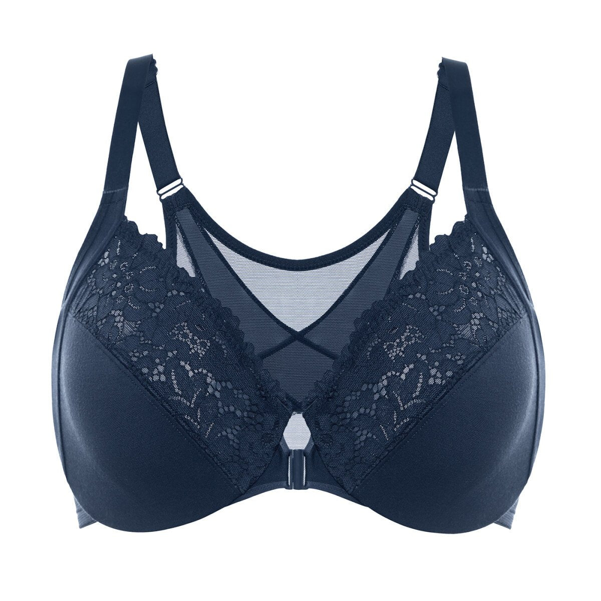 Lace Front Closure Posture Support Underwire Full Coverage Bra