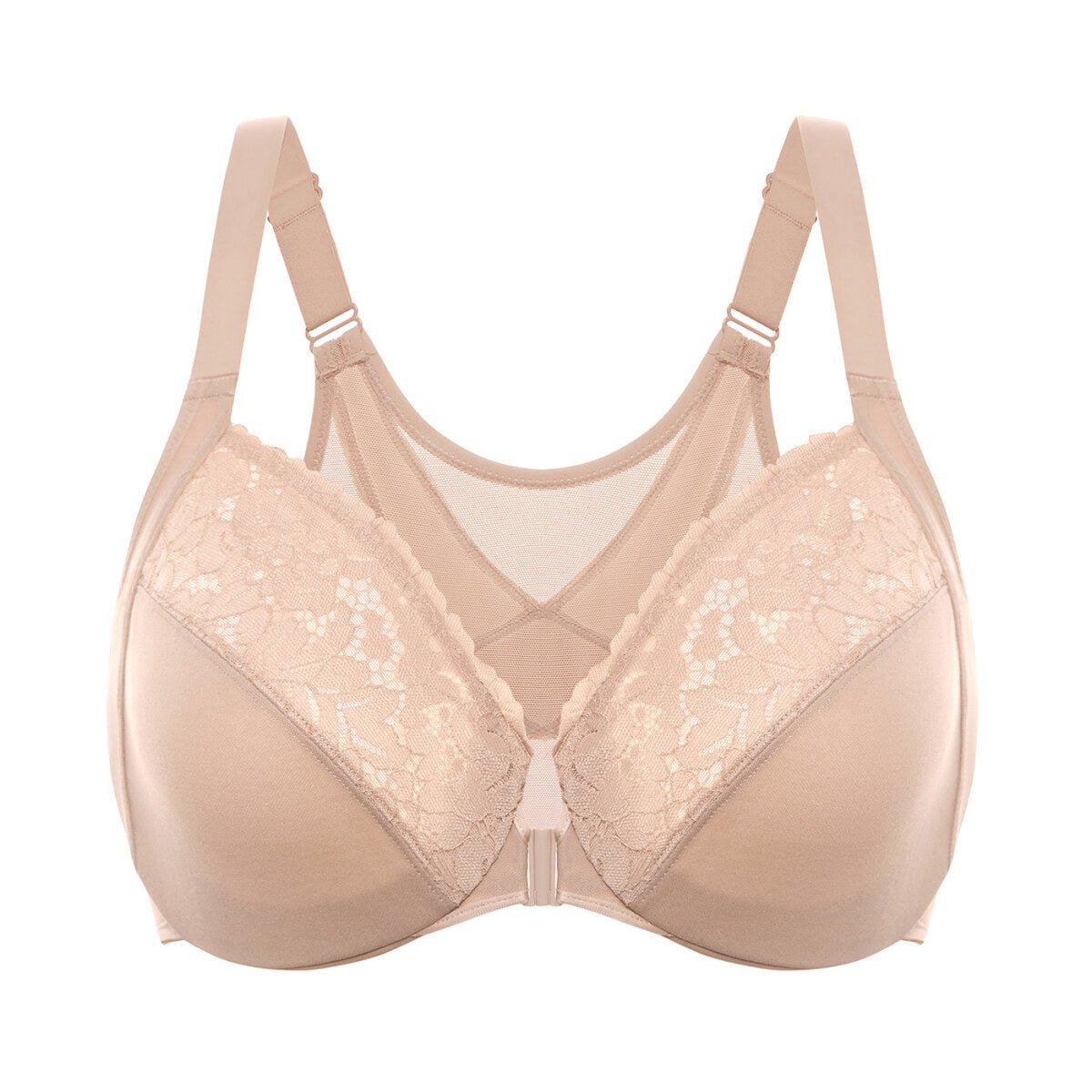 Lace Front Closure Posture Support Underwire Full Coverage Bra