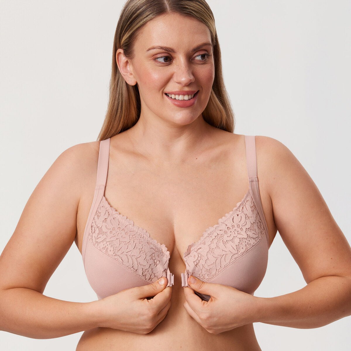 Lace Front Closure Posture Support Underwire Full Coverage Bra