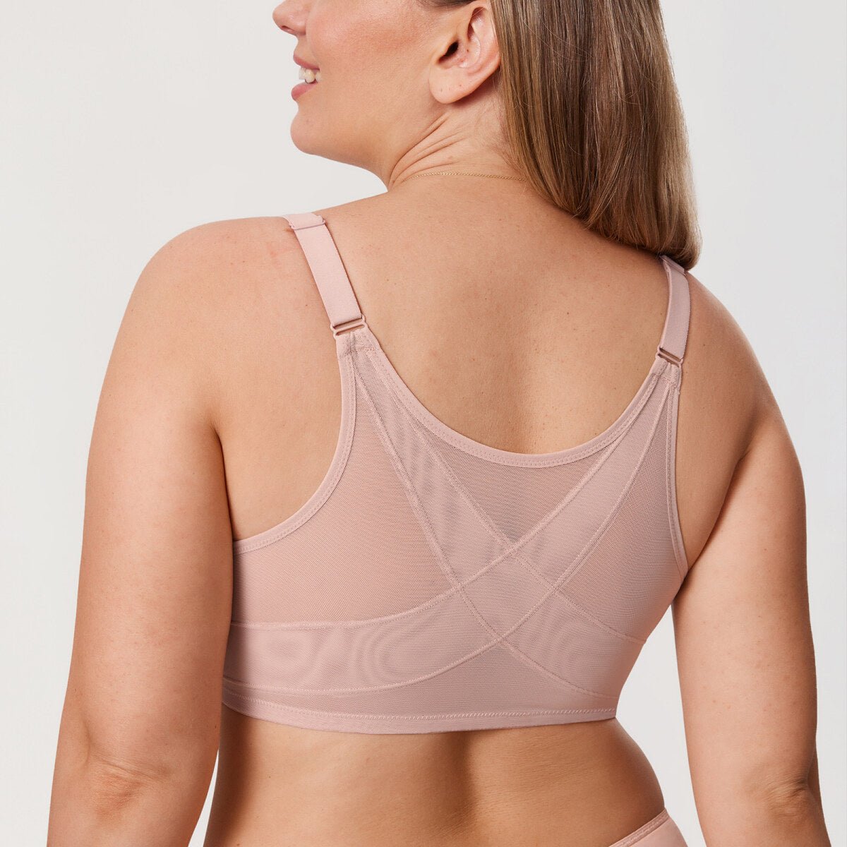 Lace Front Closure Posture Support Underwire Full Coverage Bra