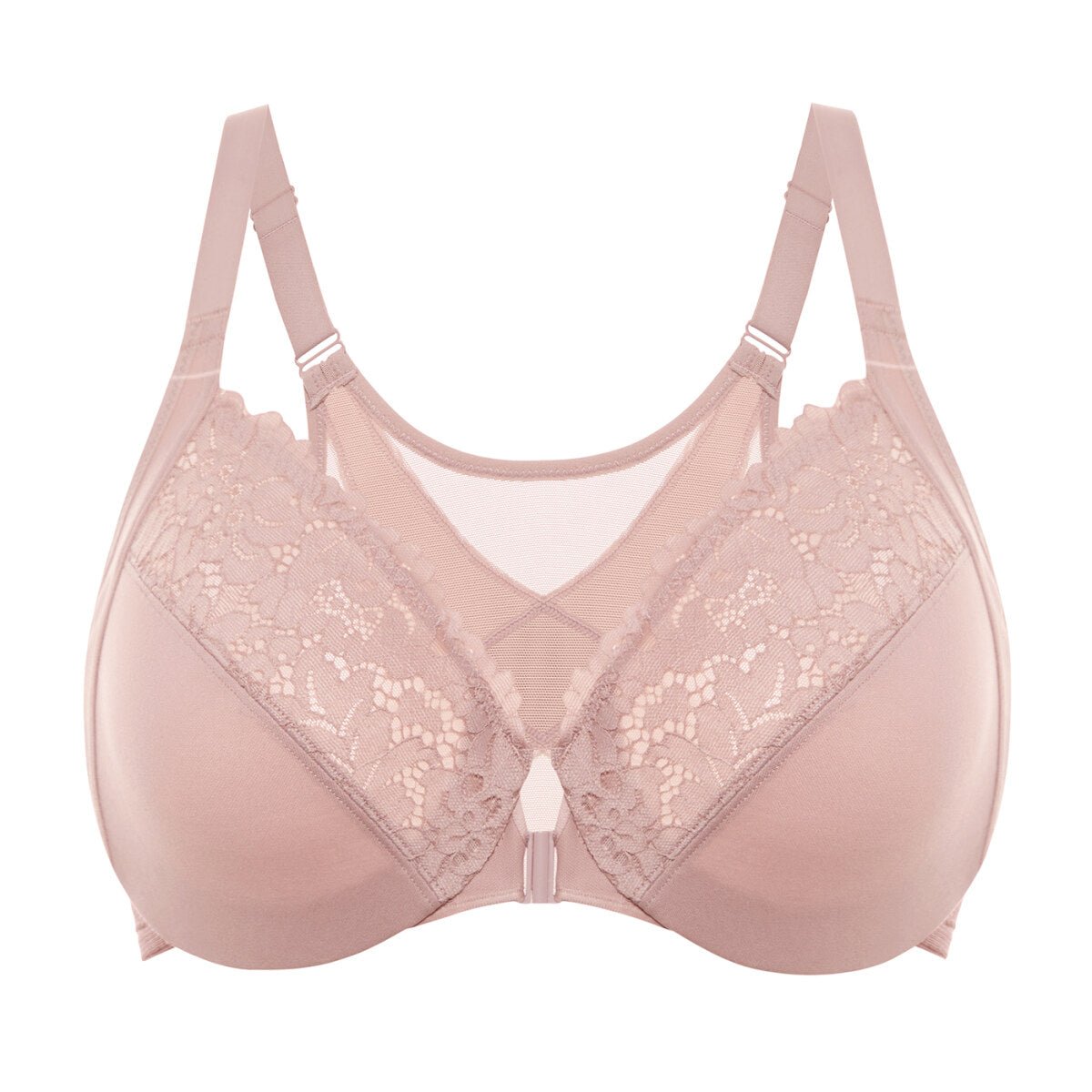 Lace Front Closure Posture Support Underwire Full Coverage Bra
