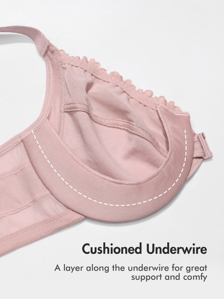 Lace Front Closure Posture Support Underwire Full Coverage Bra