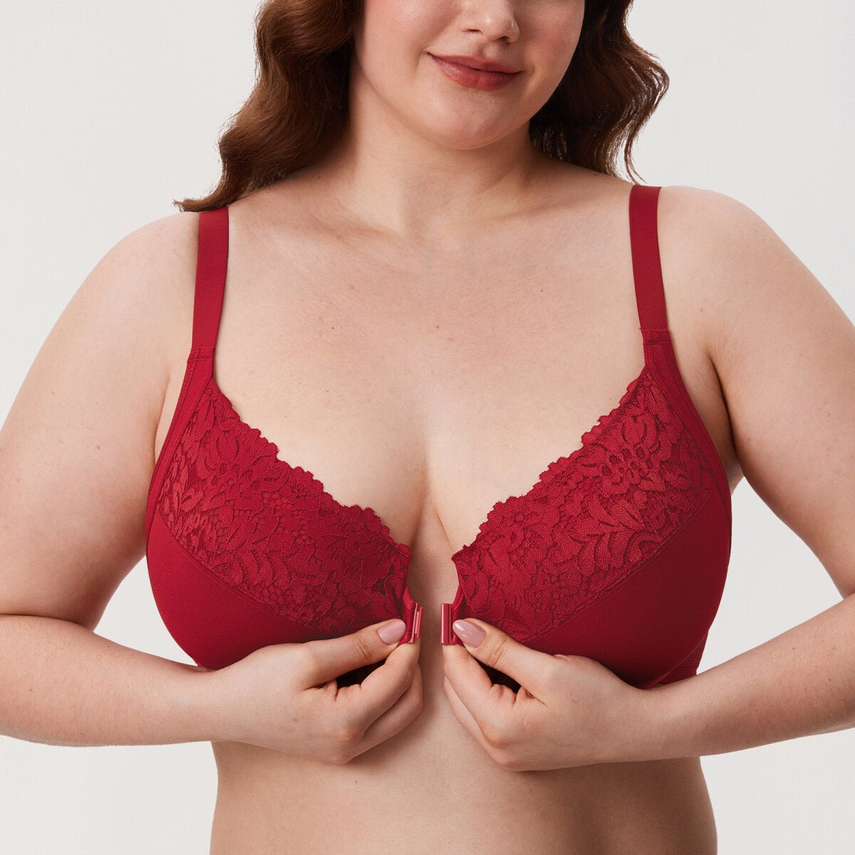 Lace Front Closure Posture Support Underwire Full Coverage Bra