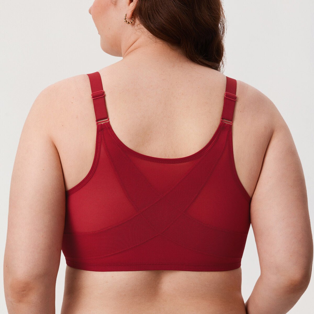 Lace Front Closure Posture Support Underwire Full Coverage Bra