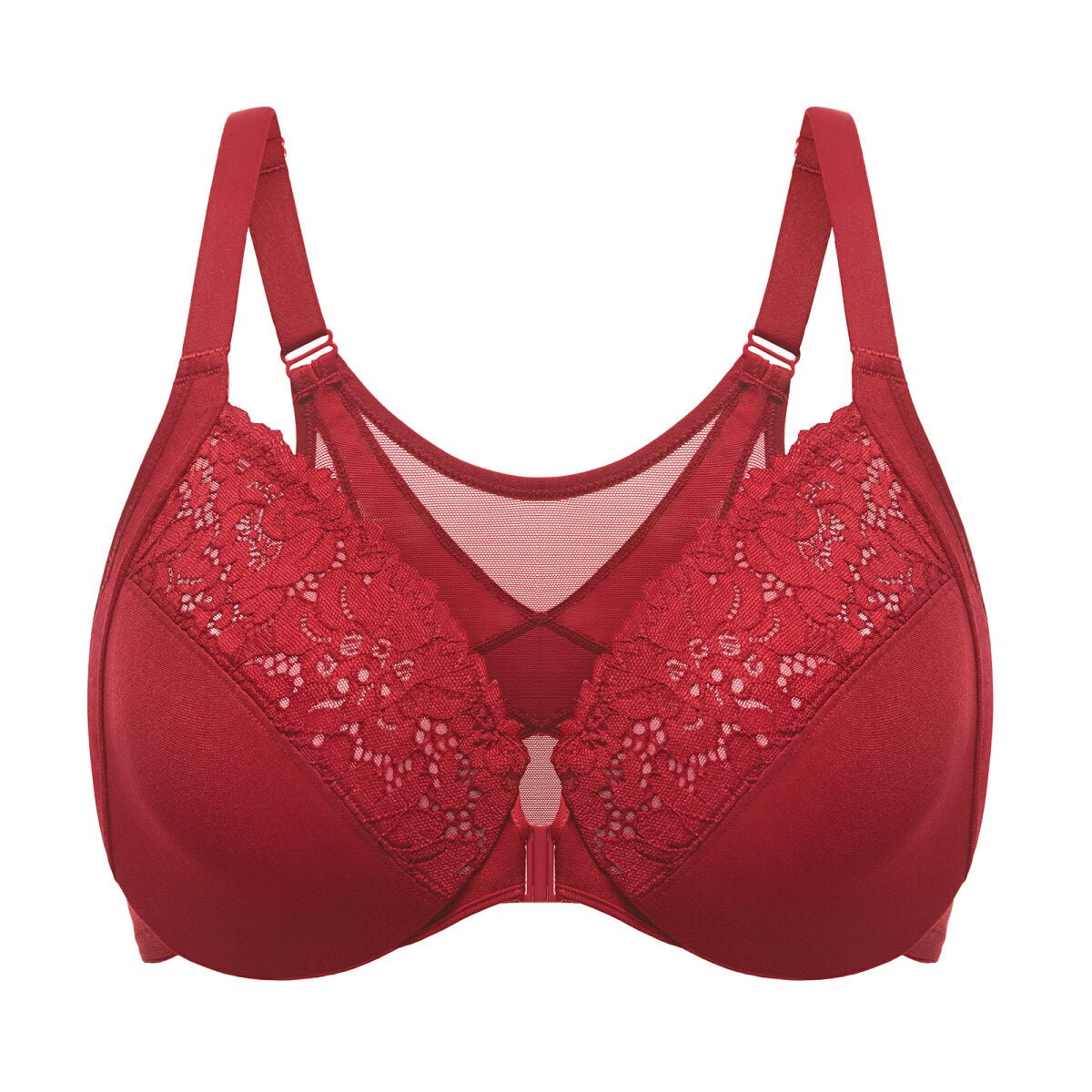 Lace Front Closure Posture Support Underwire Full Coverage Bra