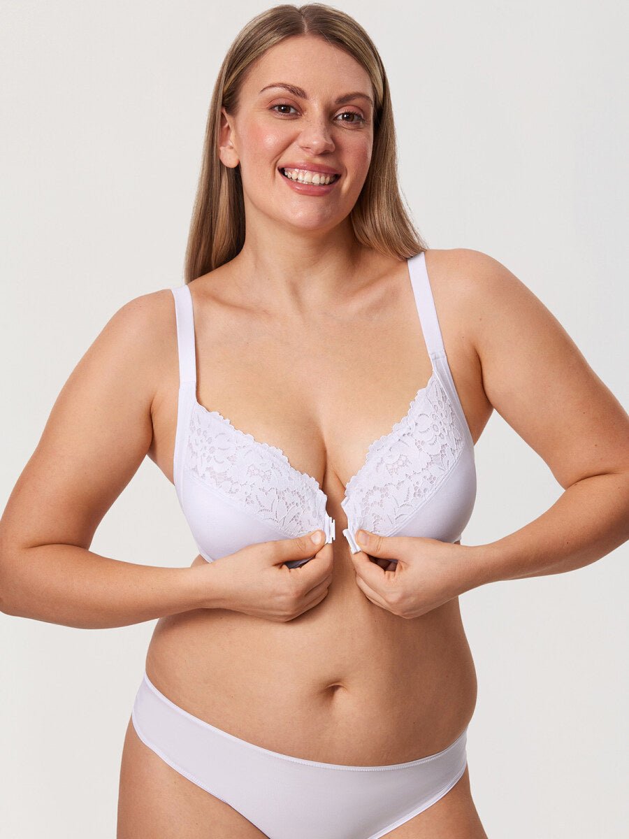 Lace Front Closure Posture Support Underwire Full Coverage Bra
