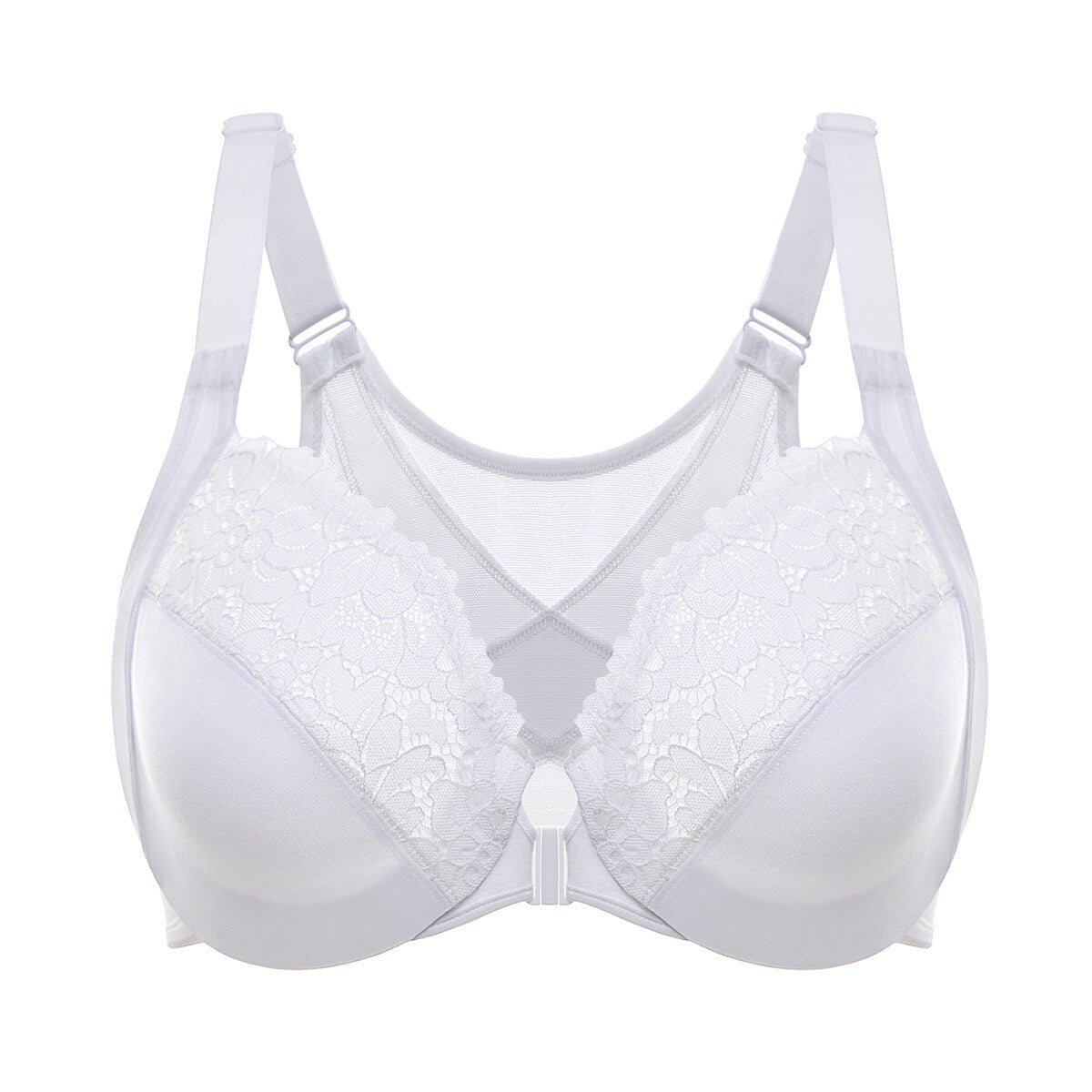 Lace Front Closure Posture Support Underwire Full Coverage Bra