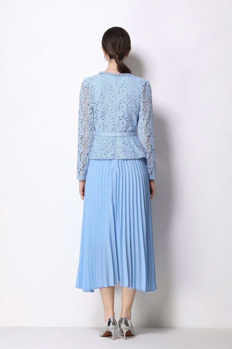 Lace Peplum Jacket & Pleated Skirt Set