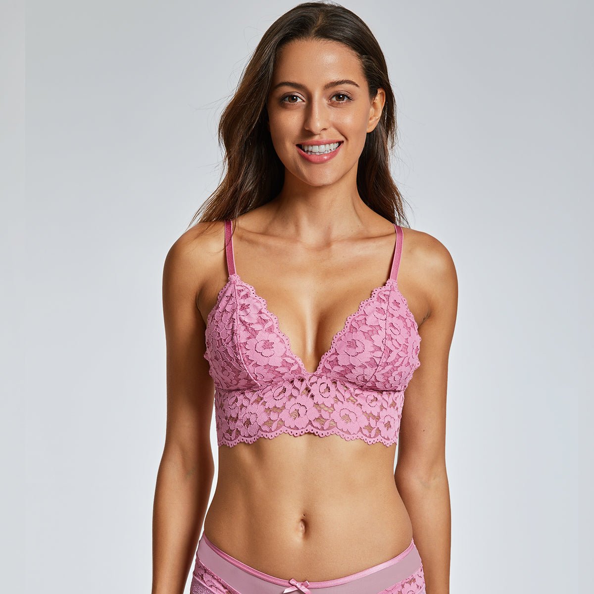 Lace Plunge Longline Wireless Bralette
