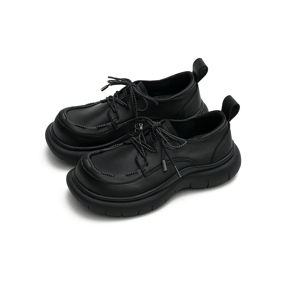 lace up leather shoes with padded bottoms all black 2
