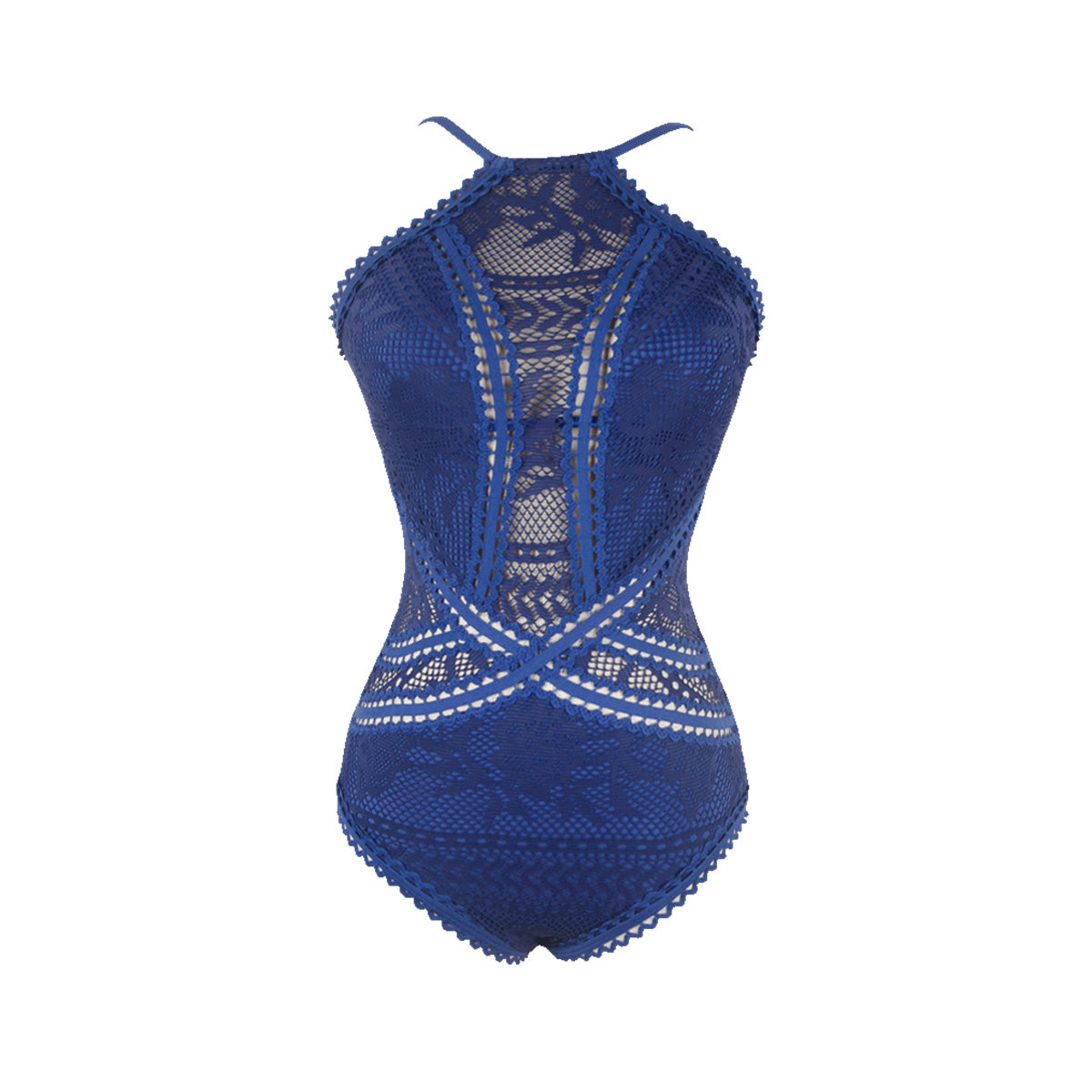 lace up one tie back one piece swimsuit all navy 4