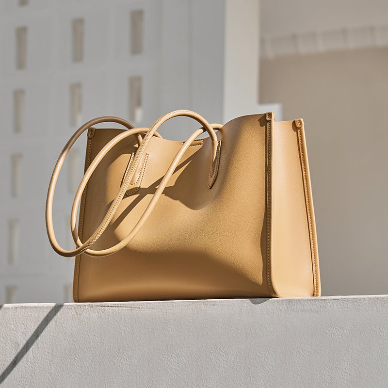 Large Capacity Leather Commuter Tote Bag