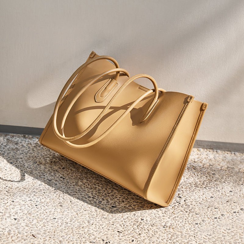 Large Capacity Leather Commuter Tote Bag