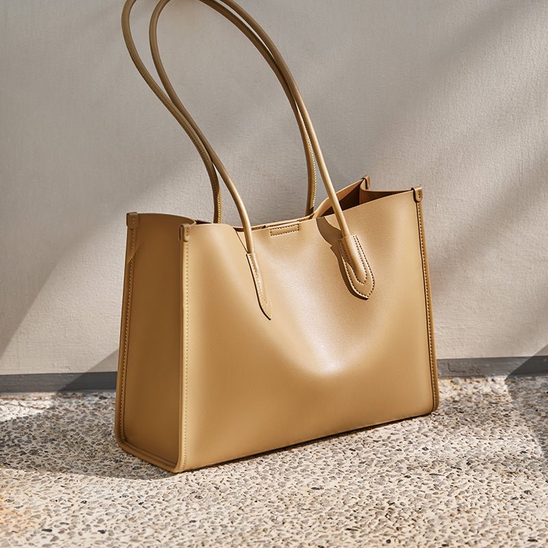 Large Capacity Leather Commuter Tote Bag