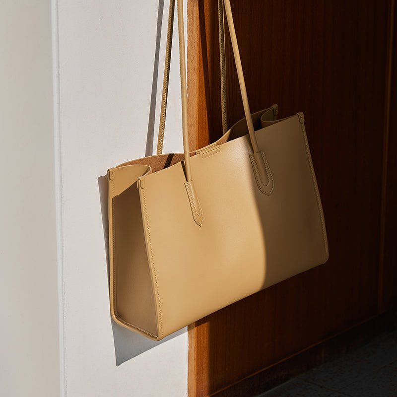 Large Capacity Leather Commuter Tote Bag