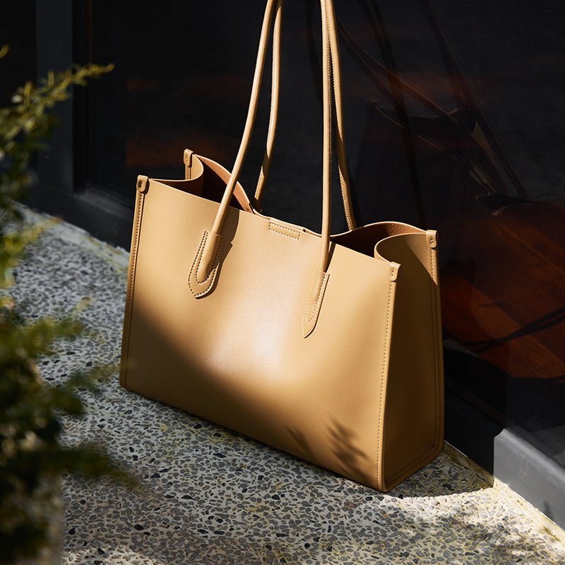 Large Capacity Leather Commuter Tote Bag
