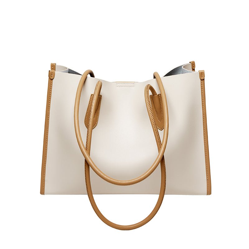 Large Capacity Leather Commuter Tote Bag