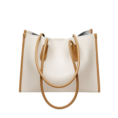 Large Capacity Leather Commuter Tote Bag