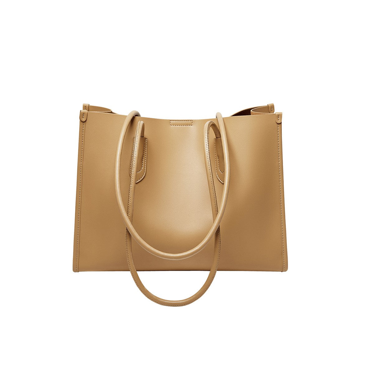 large capacity leather commuter tote bag tan 1