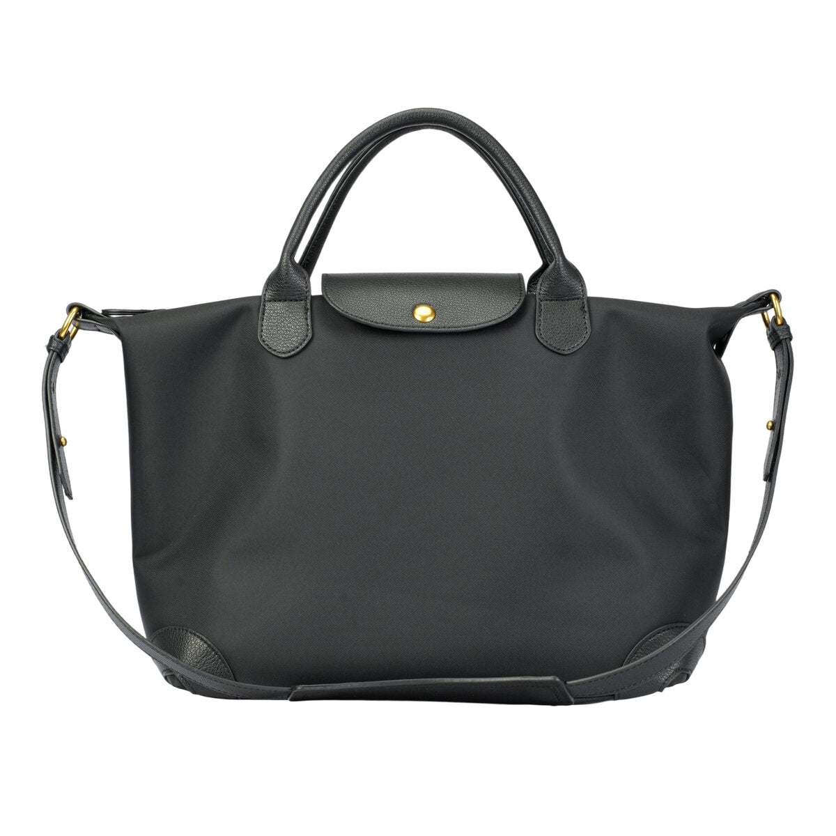 Large Capacity Water-Resistant Nylon Handbag with Genuine Leather Trim – Convertible Top Handle & Crossbody Bag