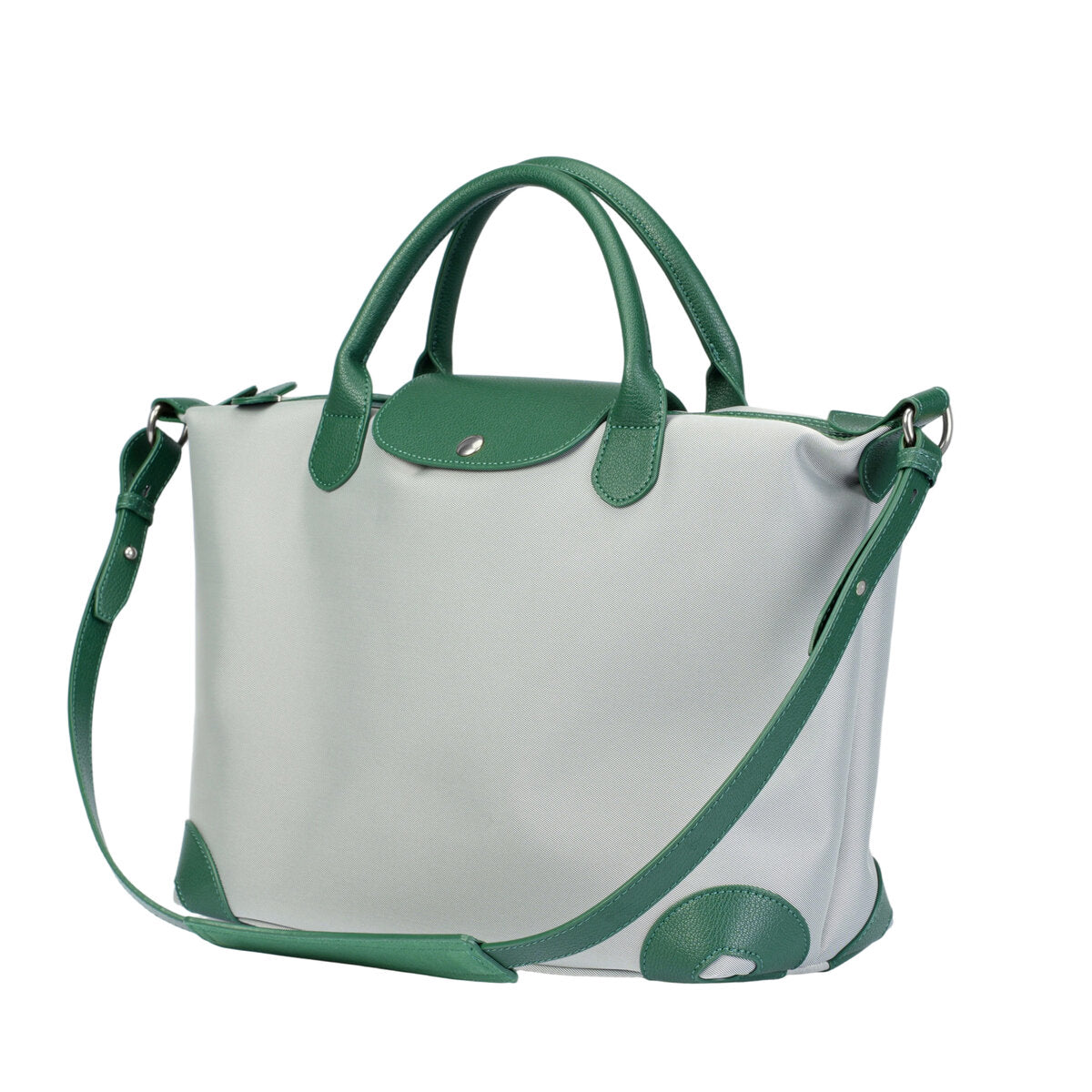Large Capacity Water-Resistant Nylon Handbag with Genuine Leather Trim – Convertible Top Handle & Crossbody Bag