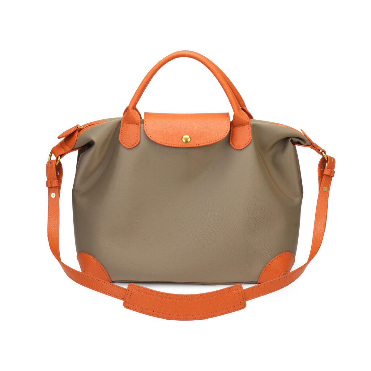 Large Capacity Water-Resistant Nylon Handbag with Genuine Leather Trim – Convertible Top Handle & Crossbody Bag