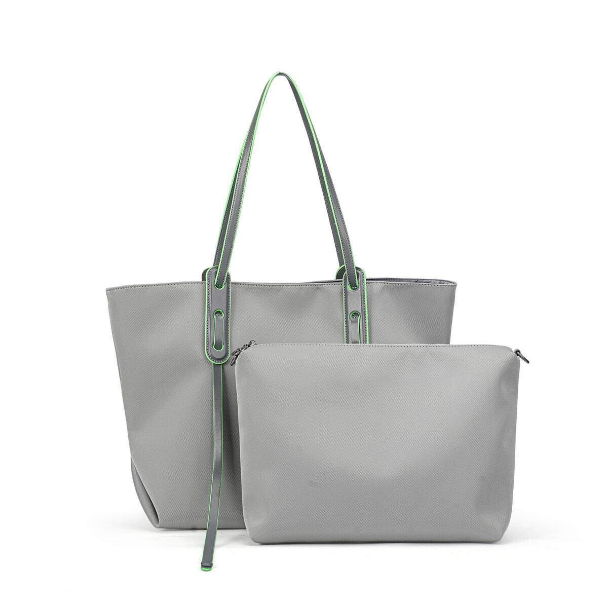 Large Water-Resistant Nylon Tote Bag 2-in-1 Set – Lightweight Commuter Shoulder Bag with Removable Zip Pouch