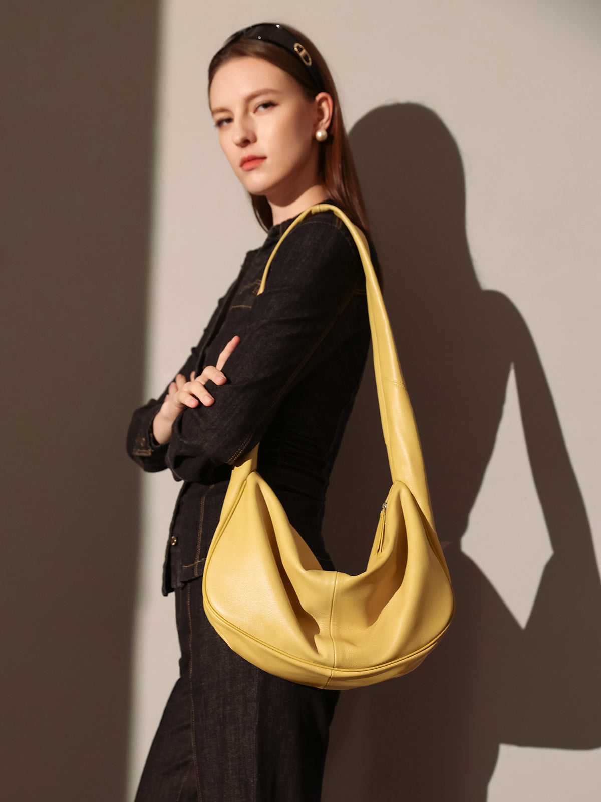 large waterproof hobo shoulder bag yellow 4