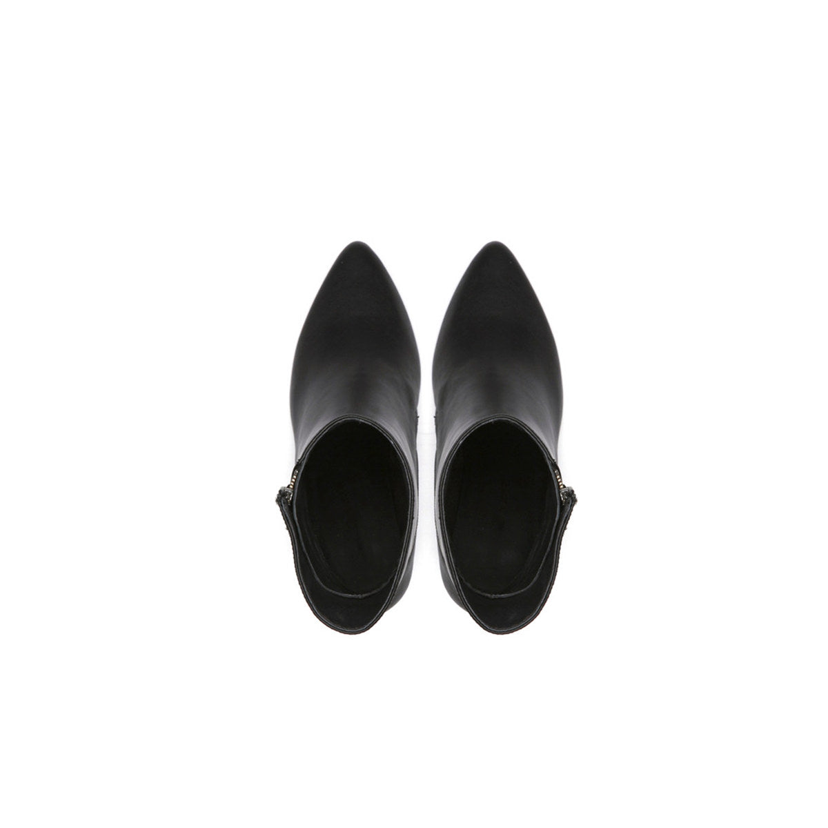 leather ankle boots with slanted zipper all black 4