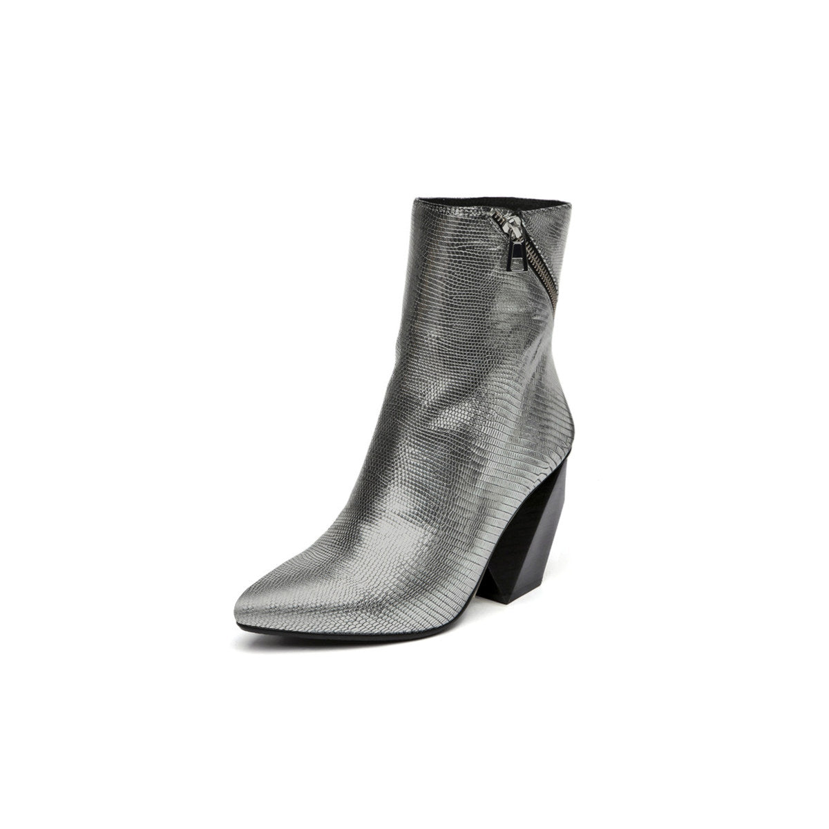 leather ankle boots with slanted zipper all gun 2