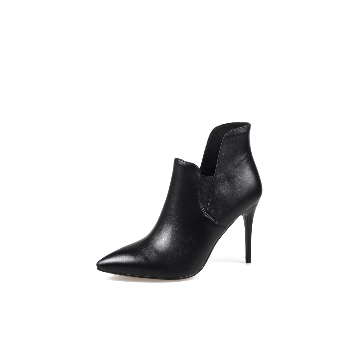 leather asymmetrical ankle boots all black 2